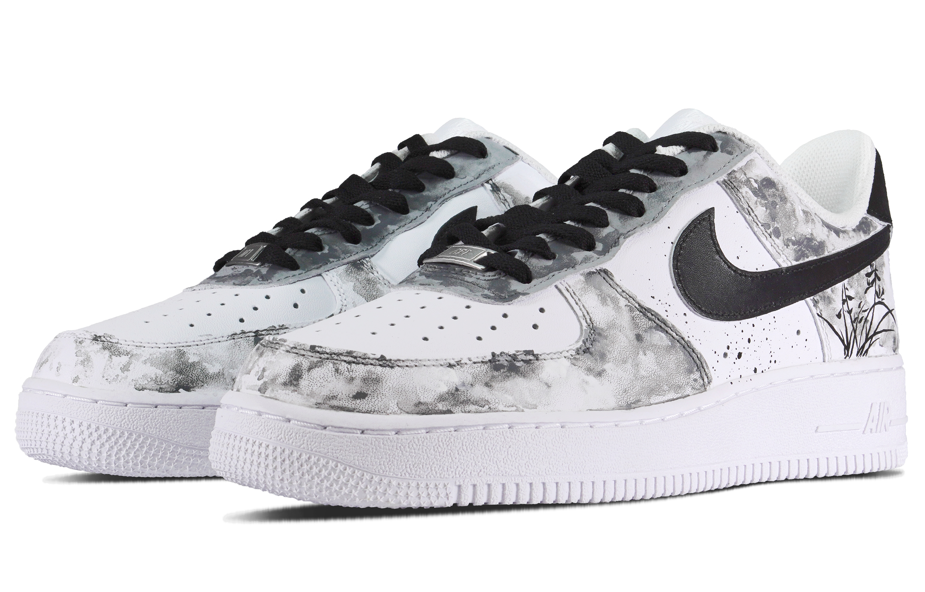 Lookbook 【客製球鞋】 Nike Air Force 1 Low 清風梅蘭 水墨 國風 簡約 復古 低筒 板鞋 男款 黑白