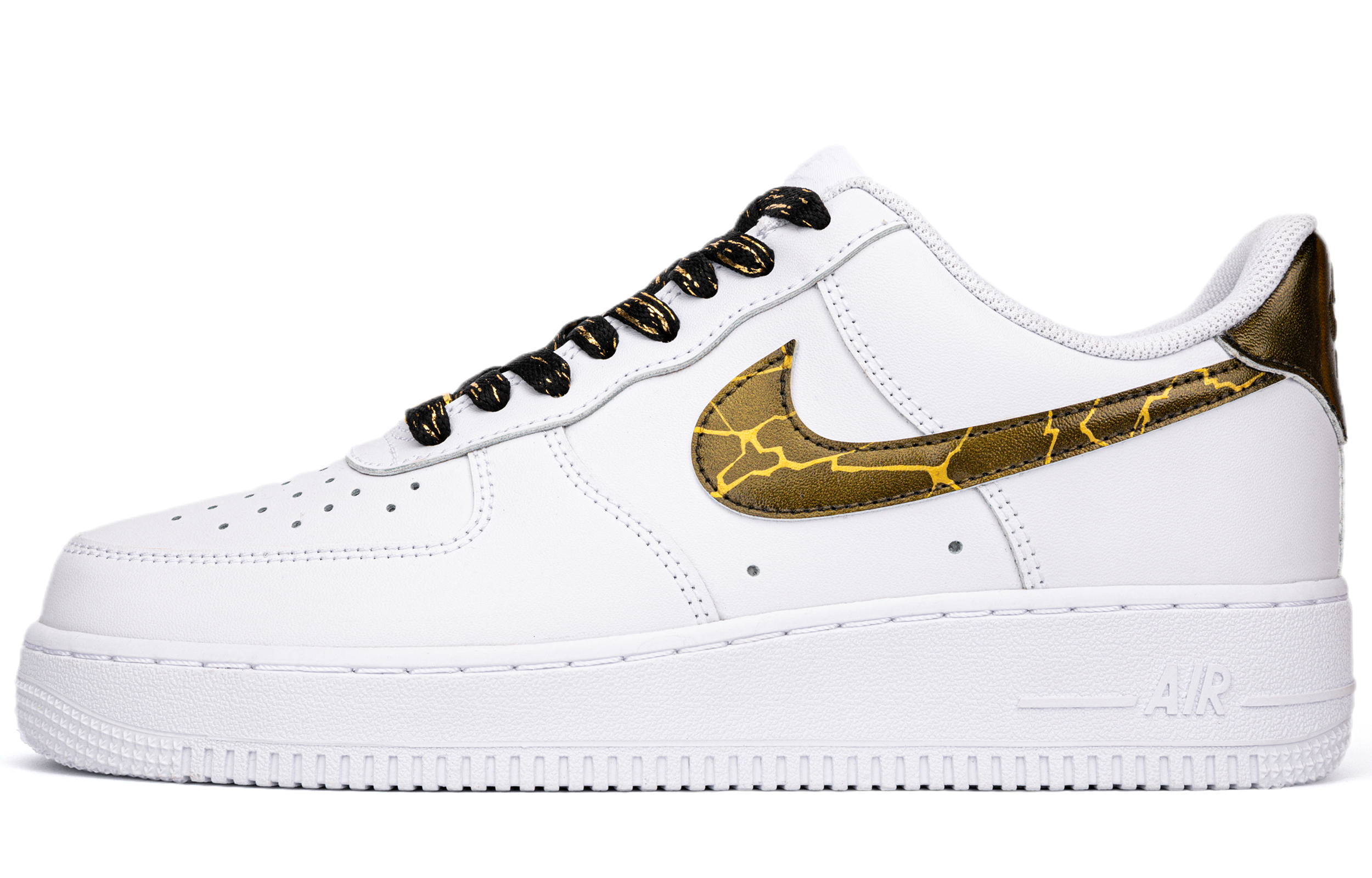 Buy [Kasut Custom] Nike Air Force 1 Rendah 'Hitam Putih Percik' CW2288-111(Team18-黑金爆裂纹单钩)