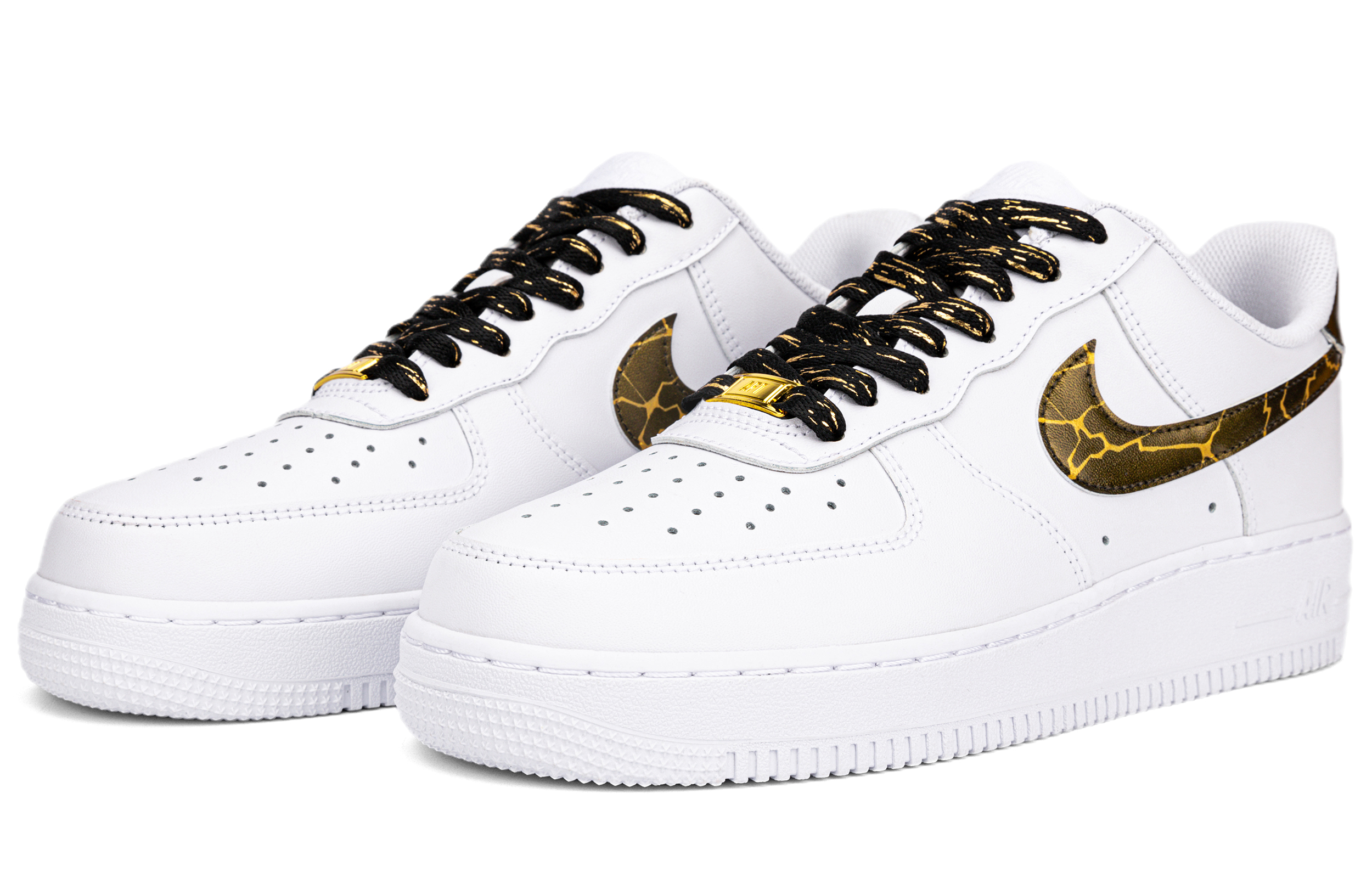 Lookbook [Kasut Custom] Nike Air Force 1 Rendah 'Hitam Putih Percik' CW2288-111(Team18-黑金爆裂纹单钩)