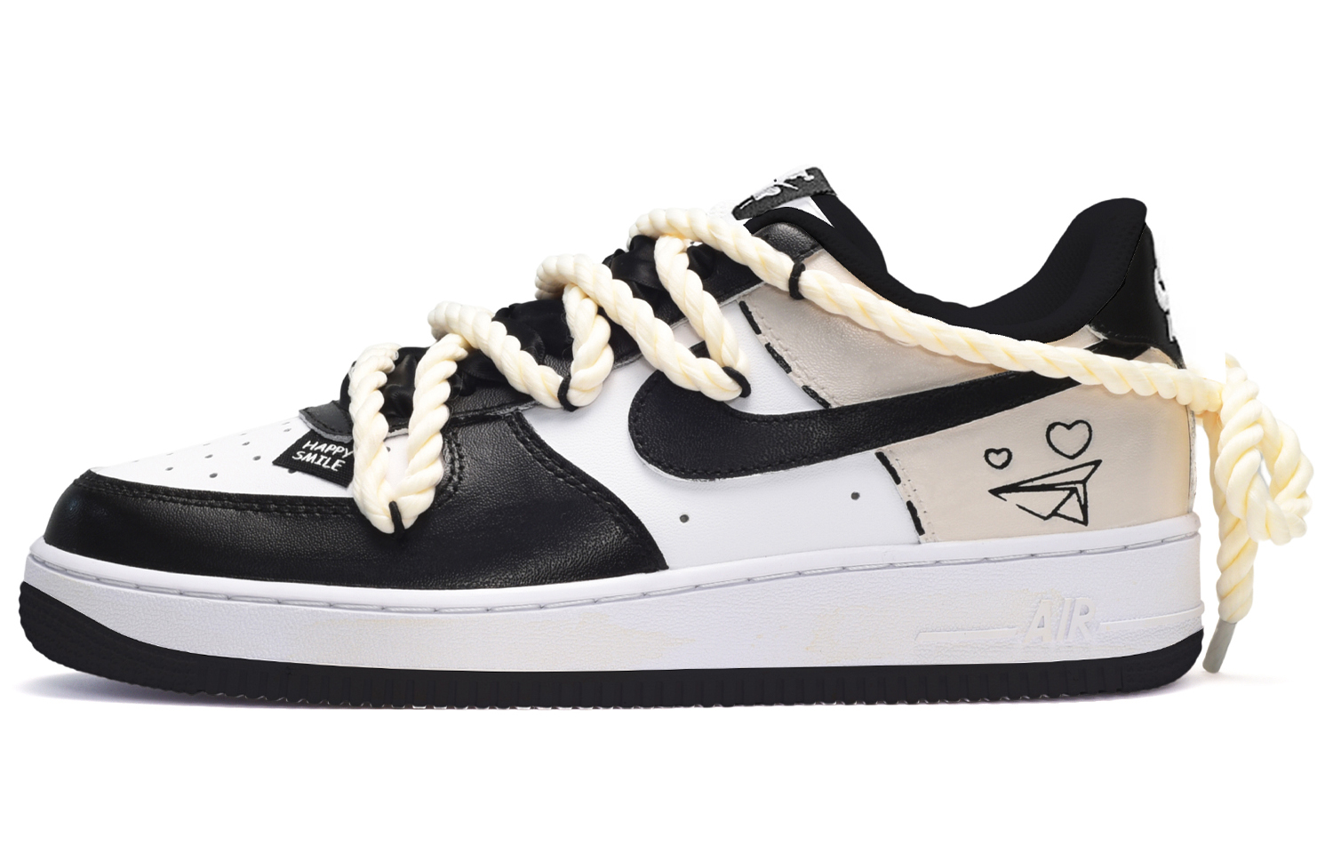 Buy Zapatillas Nike Air Force 1 Low 'Negro Blanco Amarillo Avión de Papel' DR9867-102(TeamE-男款纸飞机黑白黄)