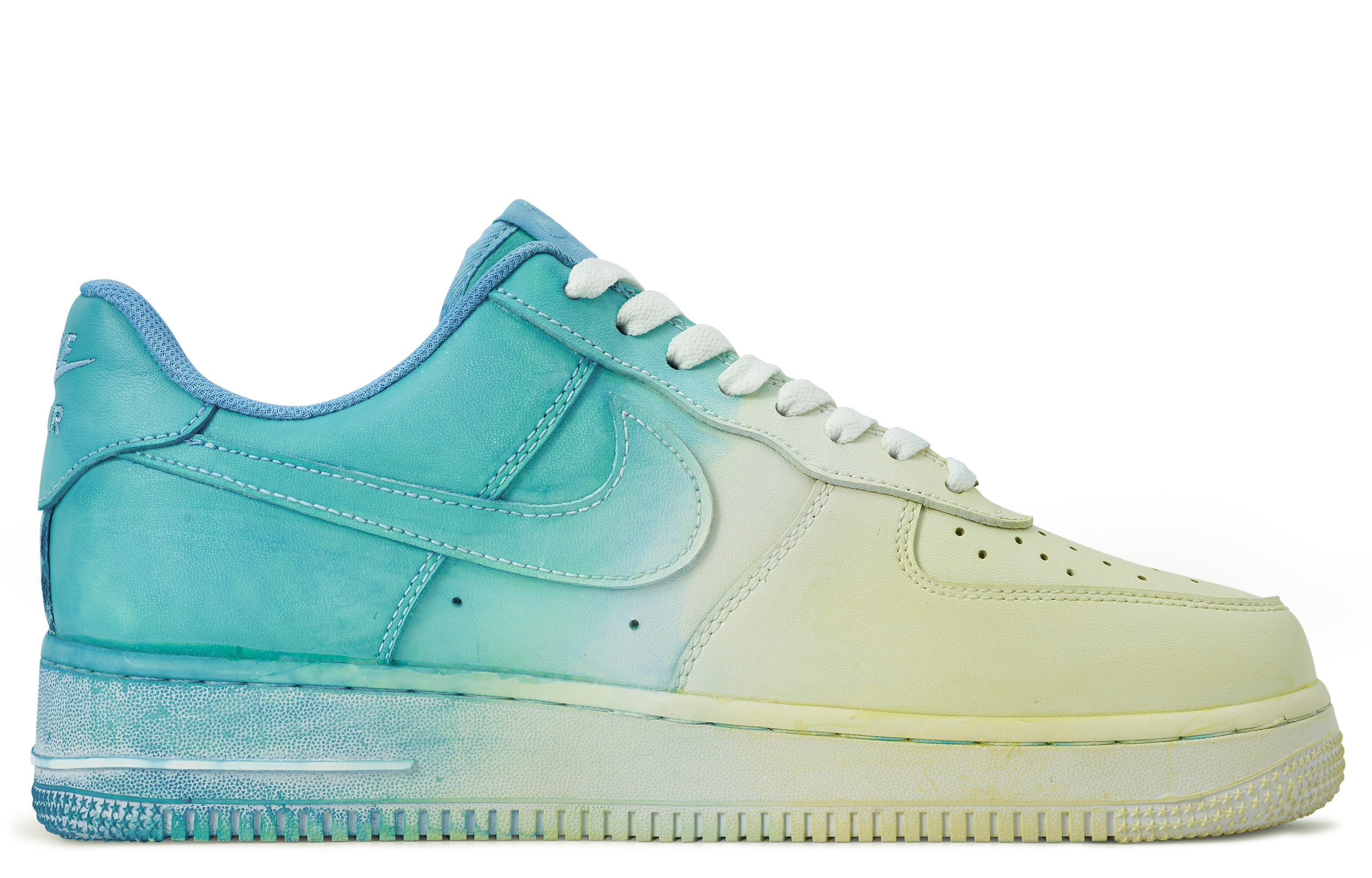 Order 나이키 에어포스 1 로우 '청황백 그래피티' (커스텀) CW2288-111(TeamM-男款钟鱼-BOX)