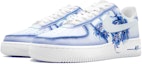 Shop 【訂製球鞋】 Nike Air Force 1 萬花璅 國風 青花瓷 經典 潮流 復古風格 文藝 休閒 舒適 包覆性保暖 低筒 板鞋 男女同款 白藍