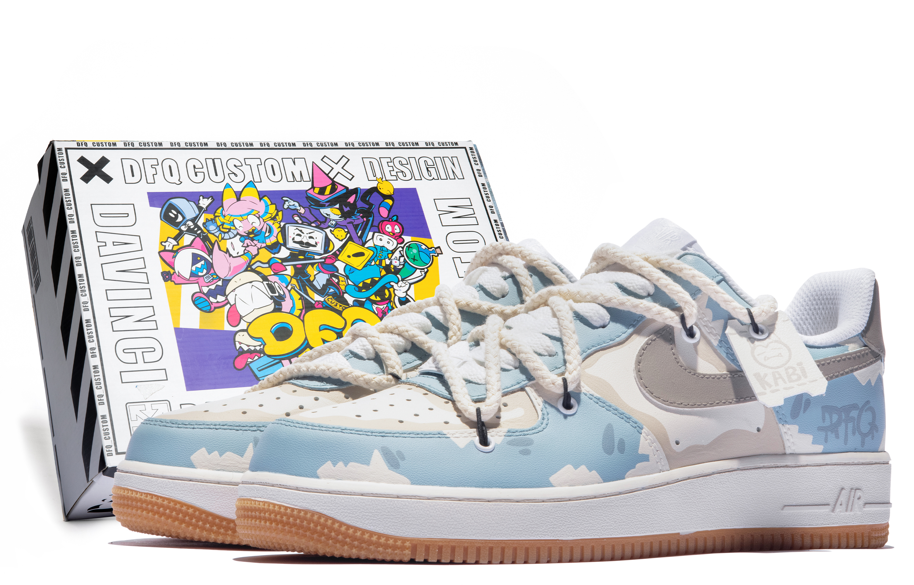[Custom Shoes] Nike Air Force 1 Low 'Blue Beige Grey'