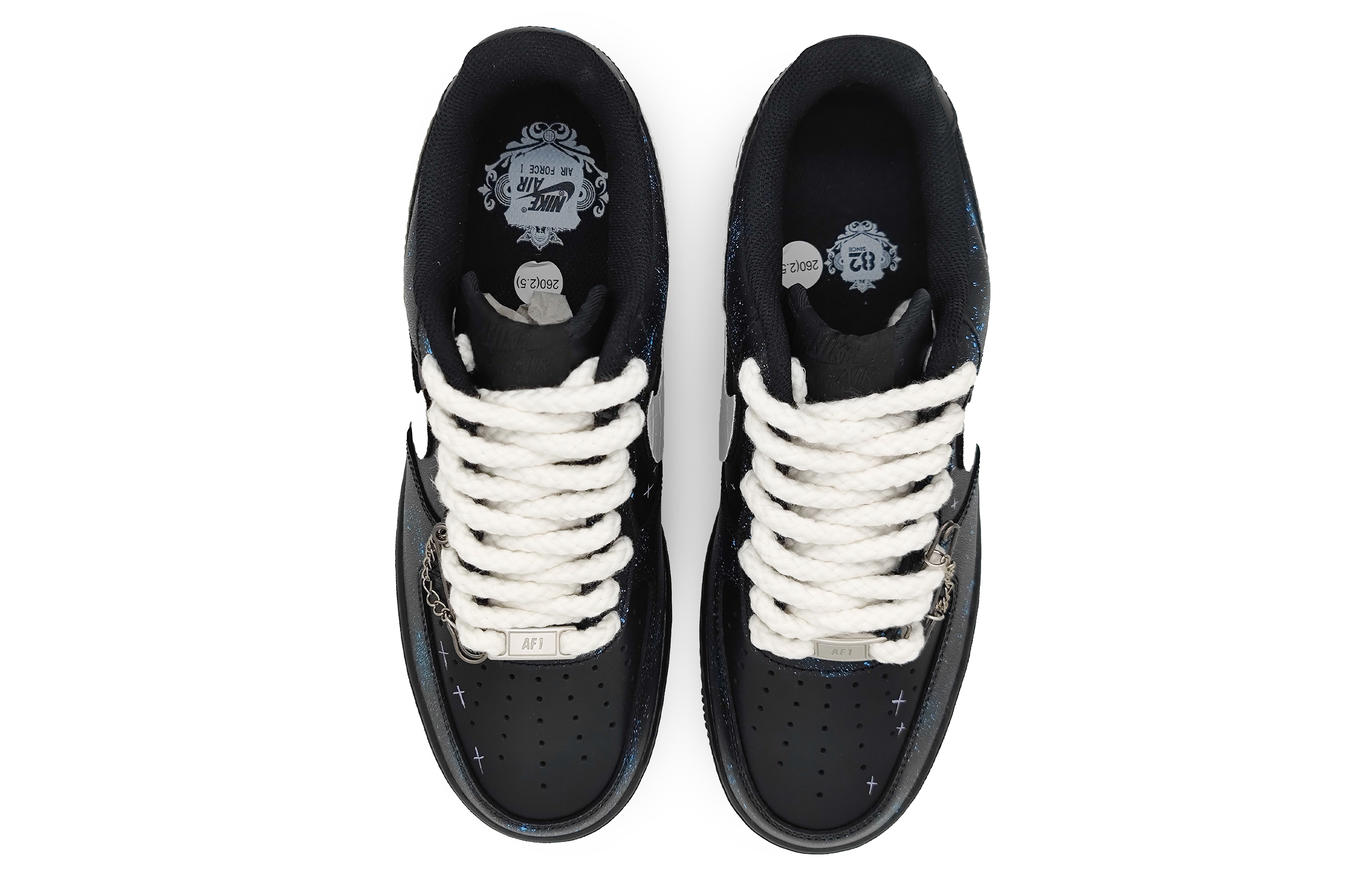 Shop [Kasut Tersuai] Nike Air Force 1 Rendah 'Biru Hitam Perak Northern Star' CW2288-001(Team16-北极星蓝)