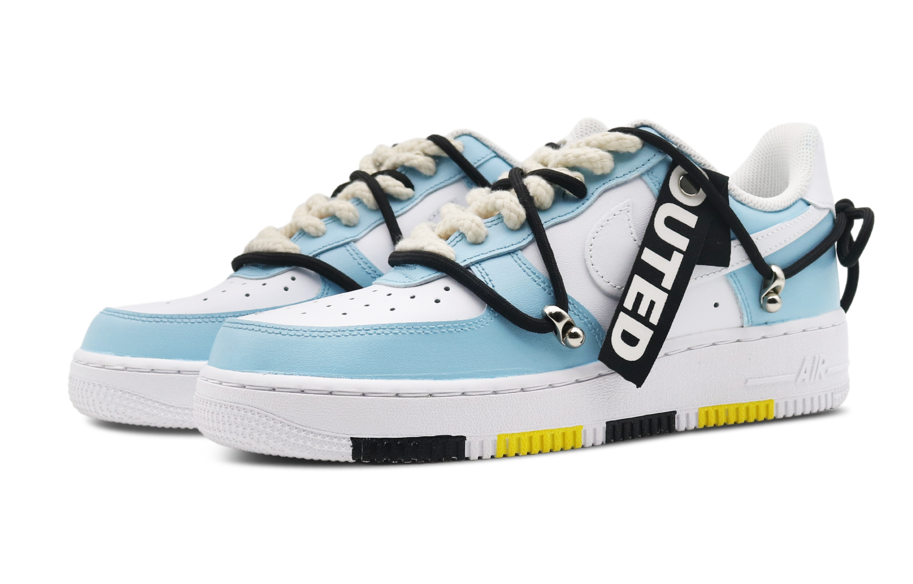 Lookbook [Kasut Custom] Nike Air Force 1 Rendah 'Biru Hitam Kuning' CW2288-111(Team8-男款非定义蓝黑黄)