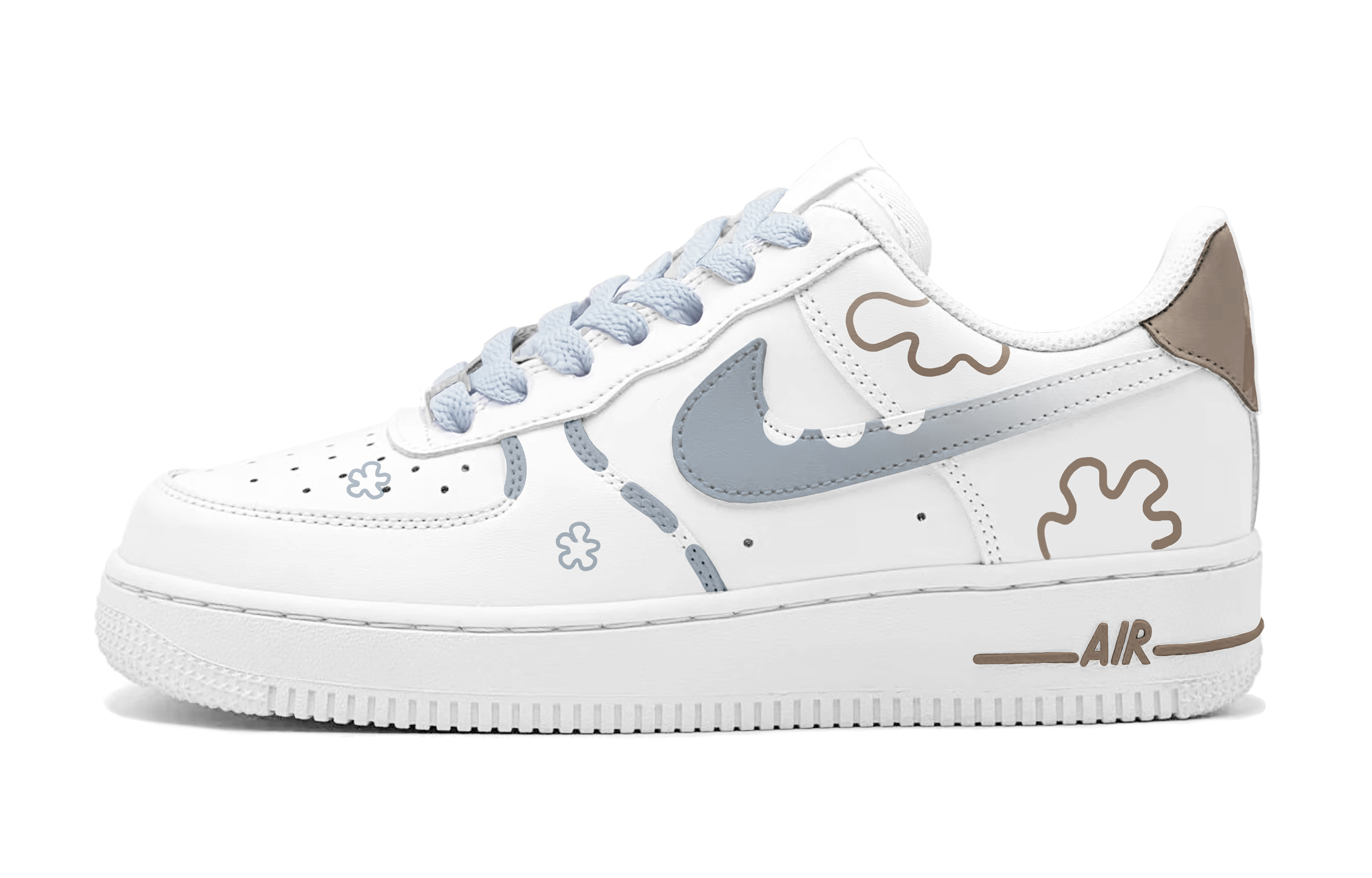 Buy [Custom Shoes] Nike Air Force 1 Low 'Blue Brown Patchwork Graffiti'