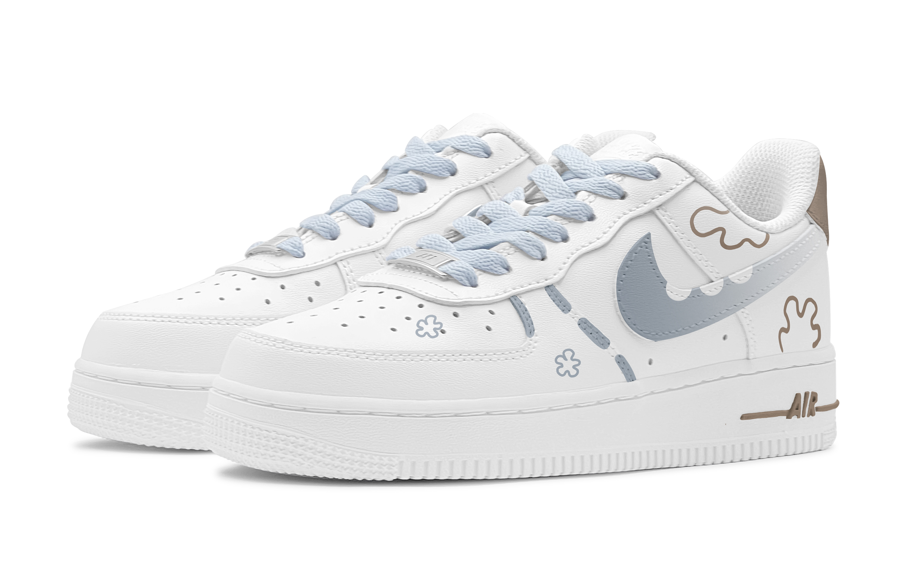 Lookbook [Custom Shoes] Nike Air Force 1 Low 'Blue Brown Patchwork Graffiti'