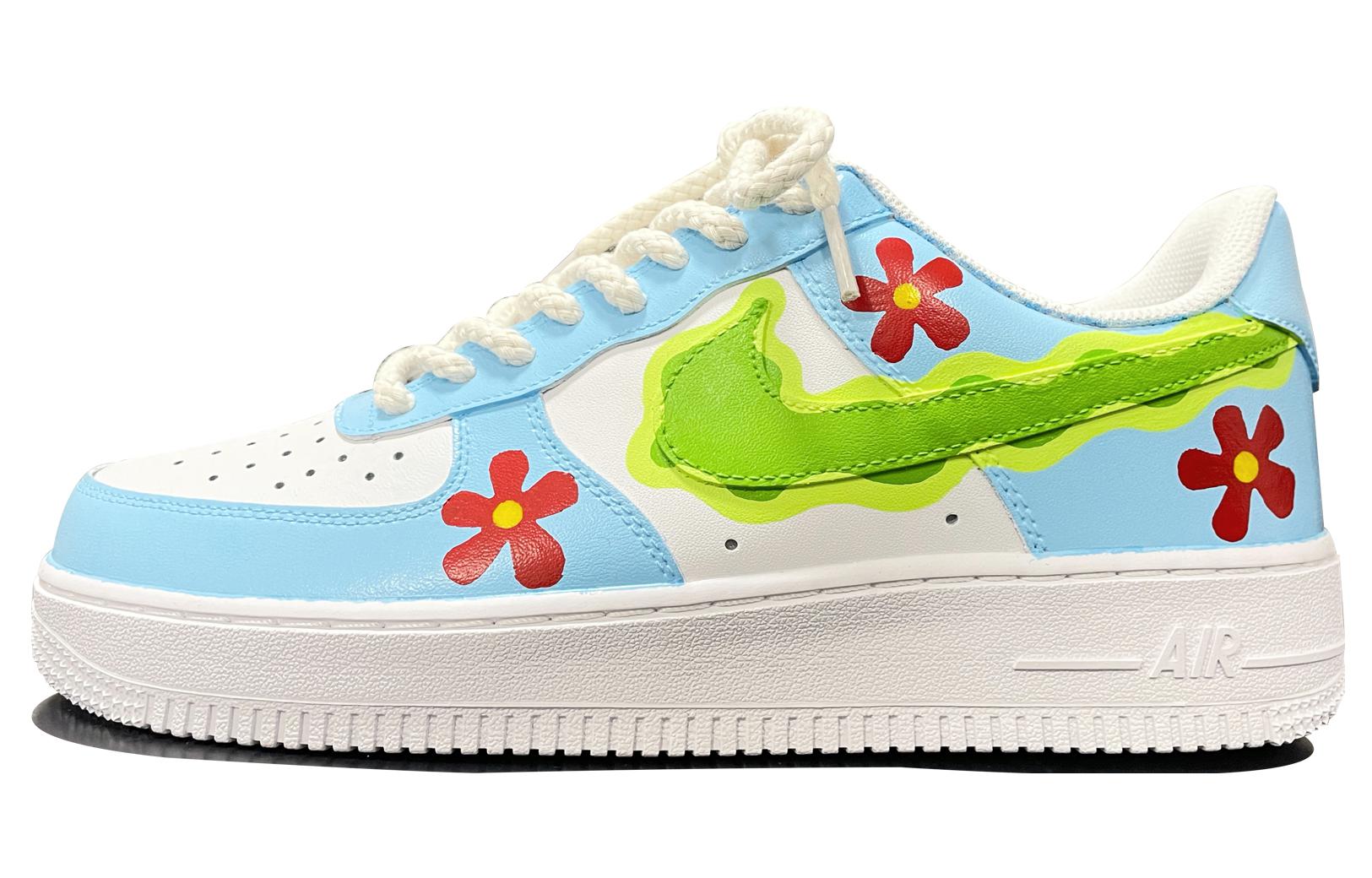 Buy 【定製球鞋】 Nike Air Force 1 Low 空軍一號 小紅花 手繪塗鴉 低筒 板鞋 男款 藍綠紅
