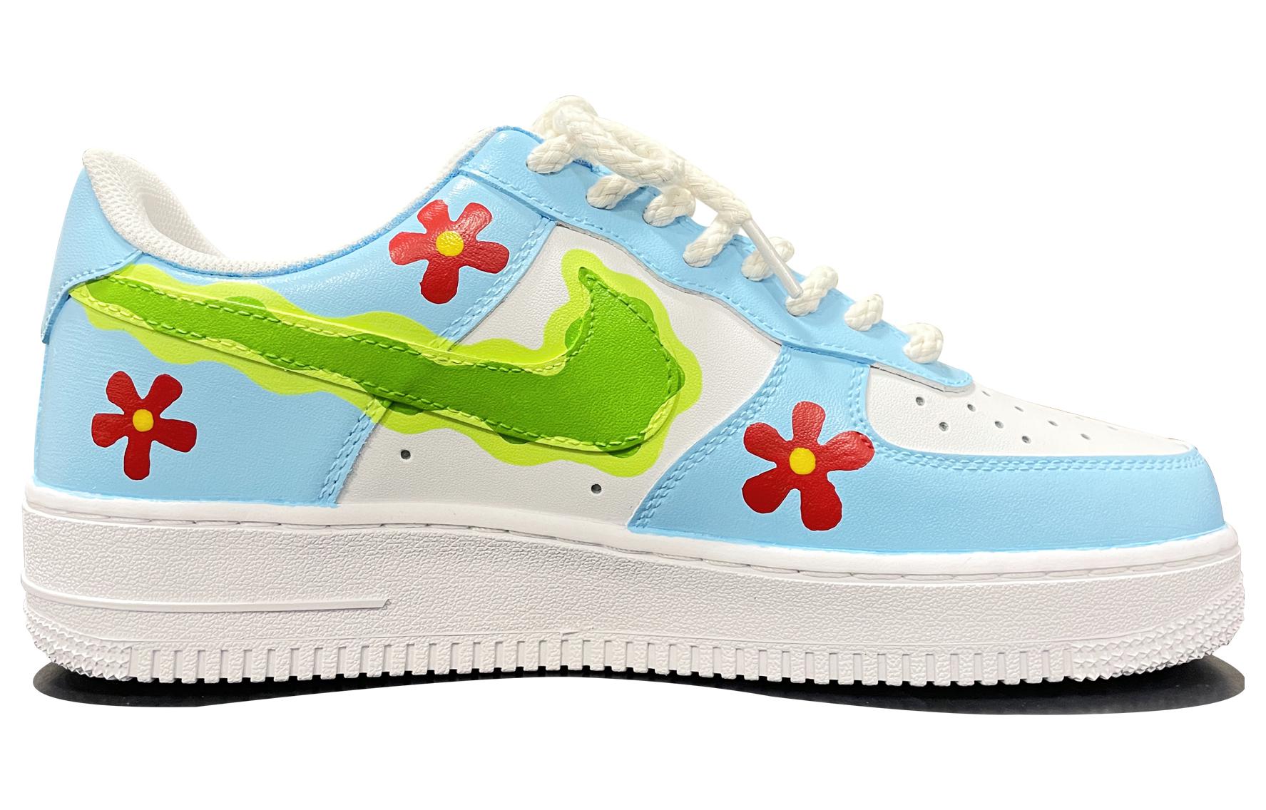 Order 【定製球鞋】 Nike Air Force 1 Low 空軍一號 小紅花 手繪塗鴉 低筒 板鞋 男款 藍綠紅