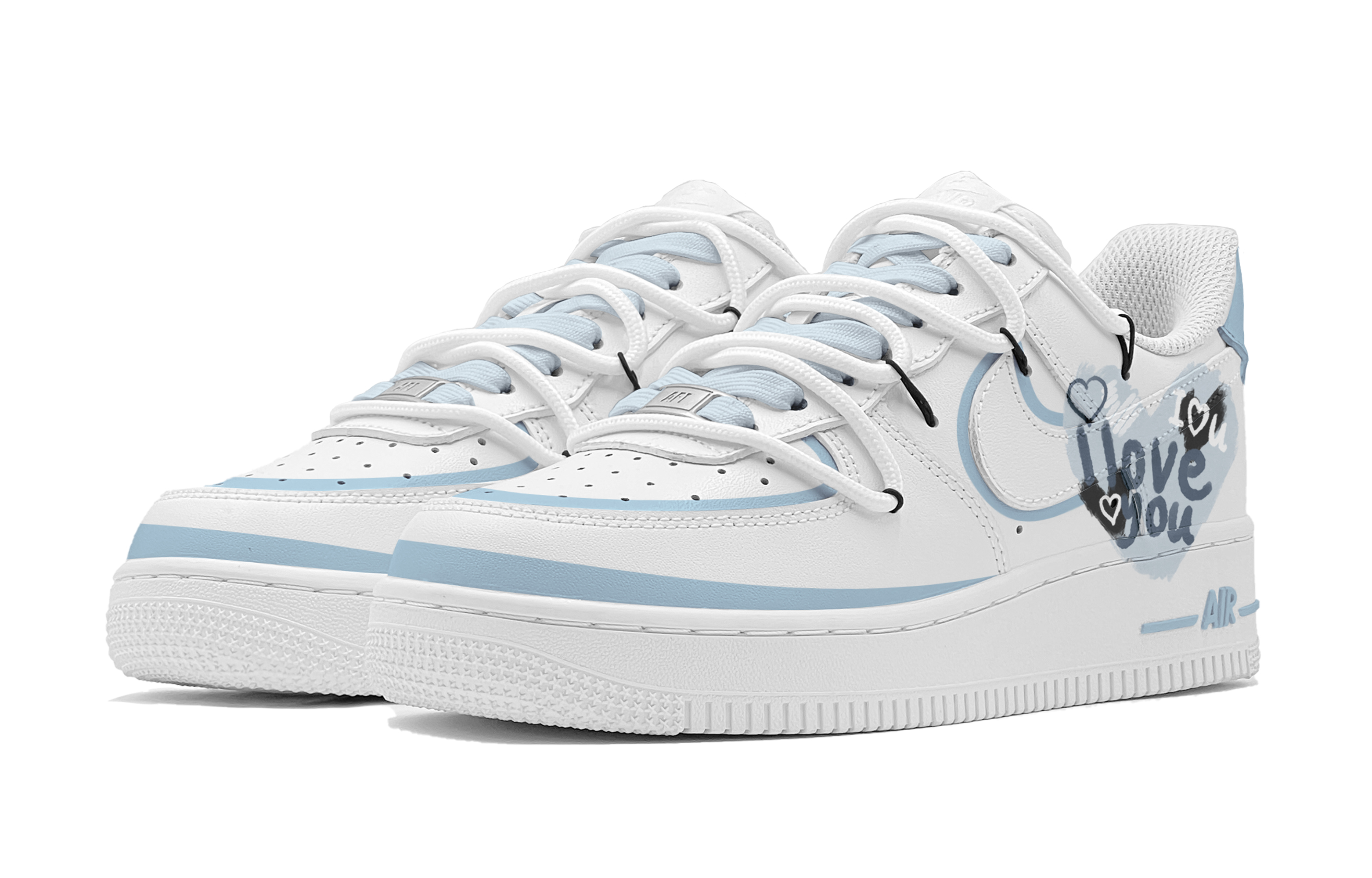 Lookbook [Sneakers Custom] Nike Air Force 1 Low 'Blue Heart' CW2288-111(TeamS-蓝白LOVE男S-BOX)