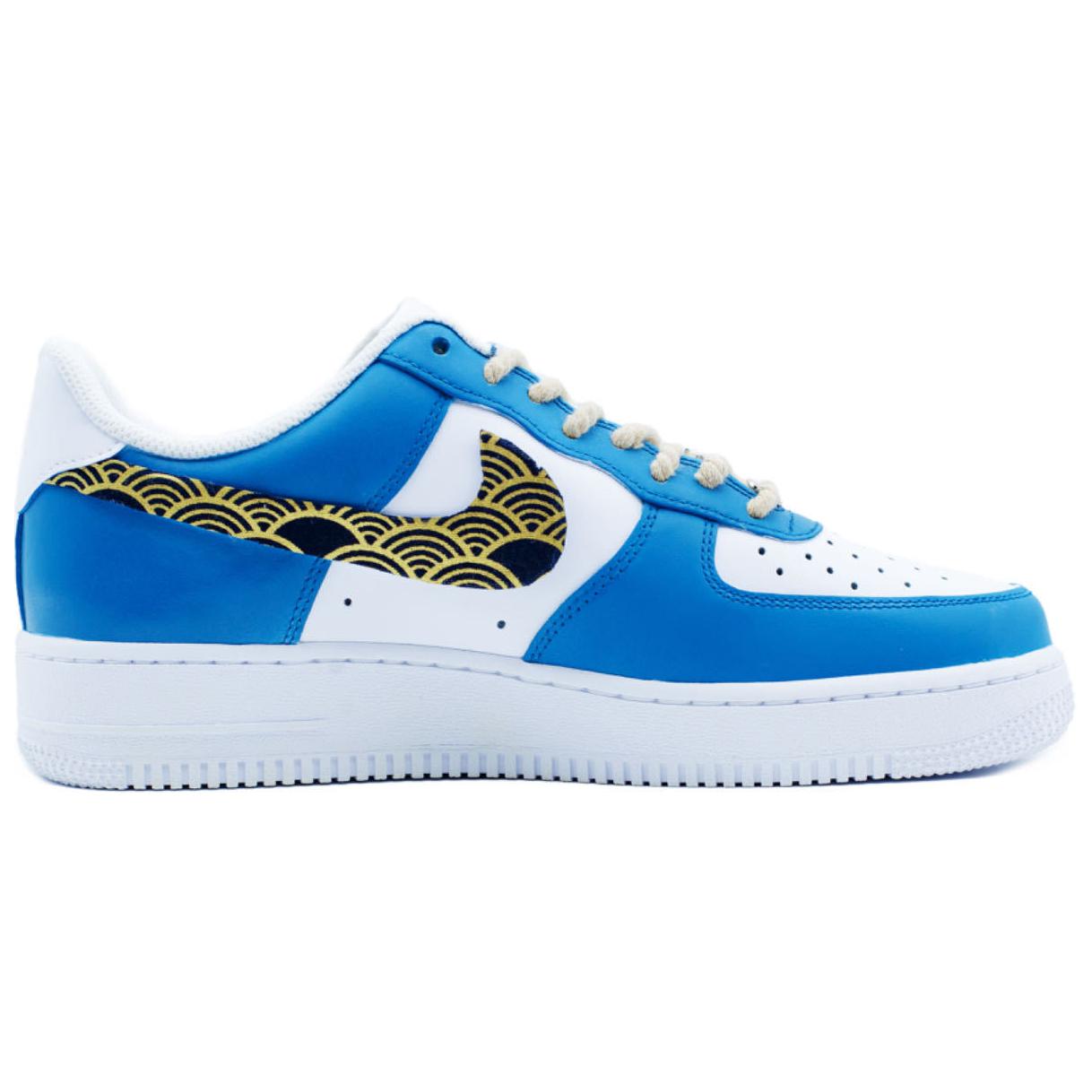 Lookbook 【定製球鞋】Nike Air Force 1 藍海交響樂 新派中式 時尚 多功用 防滑耐磨 低筒 板鞋 男款 藍色
