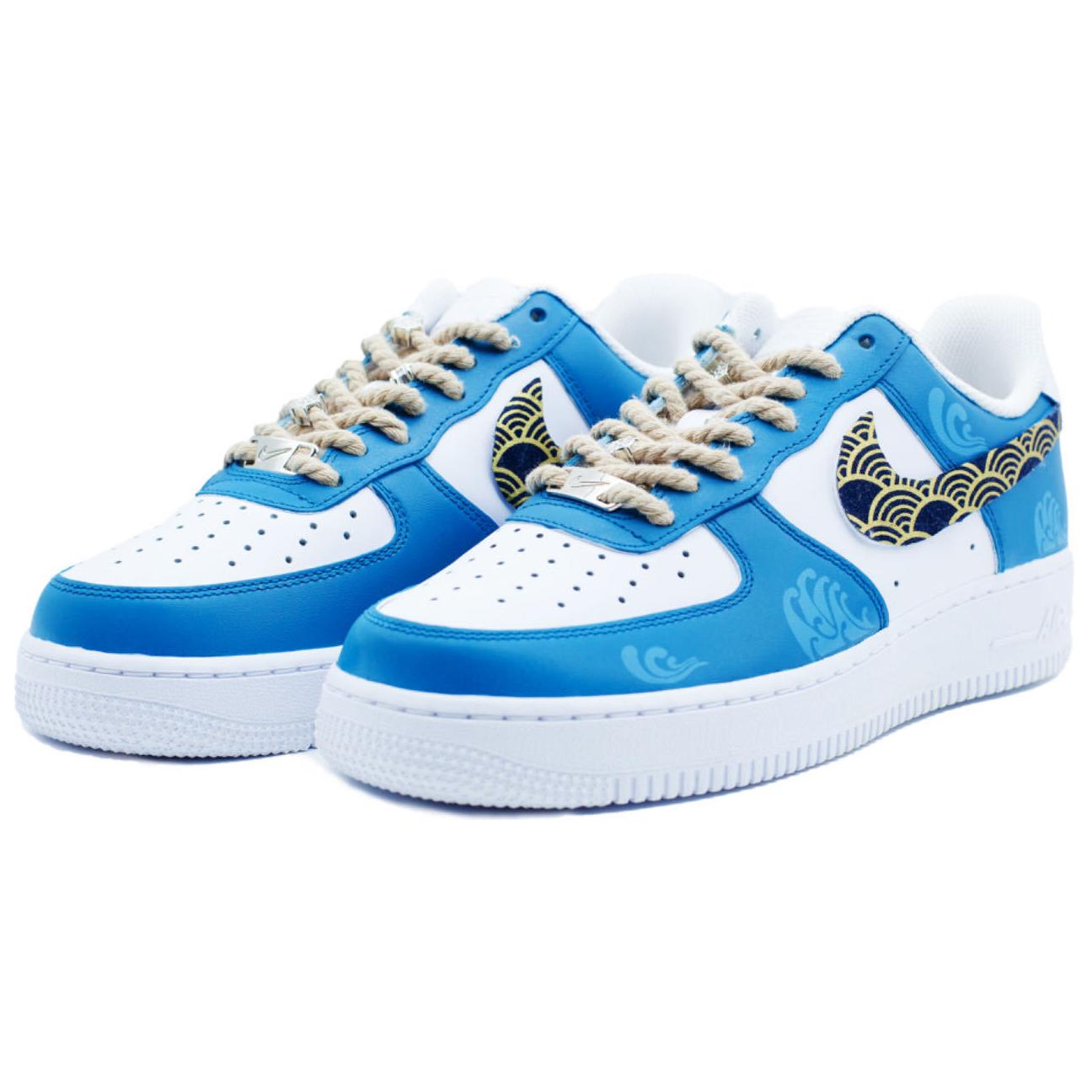 Shop 【定製球鞋】Nike Air Force 1 藍海交響樂 新派中式 時尚 多功用 防滑耐磨 低筒 板鞋 男款 藍色