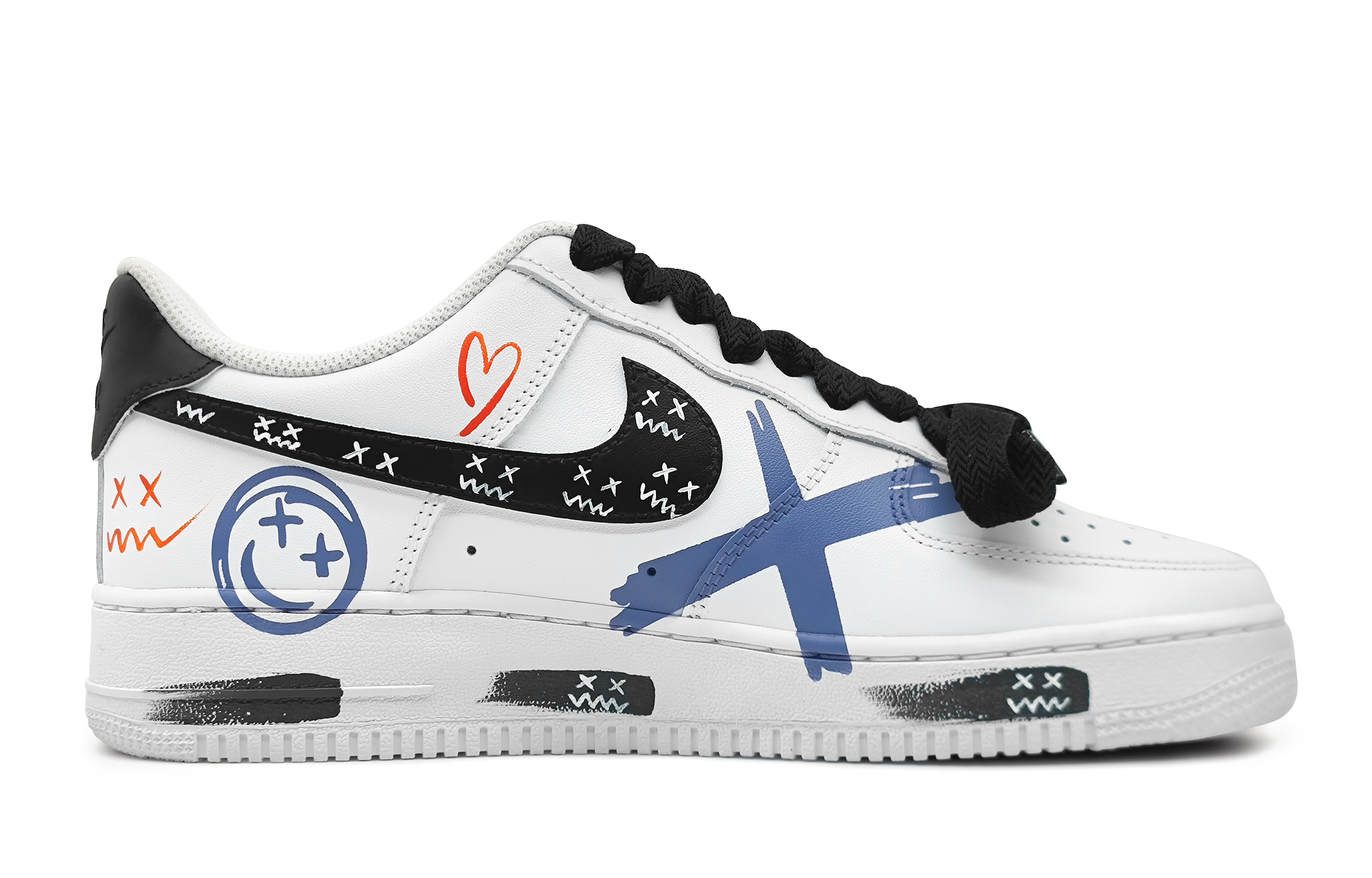 Lookbook [定制鞋] 耐克空军1号低帮'蓝橙涂鸦墨' DH2920-111(Team142-女款流体浮夸蓝橙)