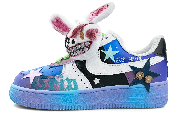 Buy 【訂製球鞋】Nike Air Force 1 Low 藍兔子 藍紫 塗鴉 星星 骷髏 鴛鴦 潮流 低筒 板鞋 男款 藍
