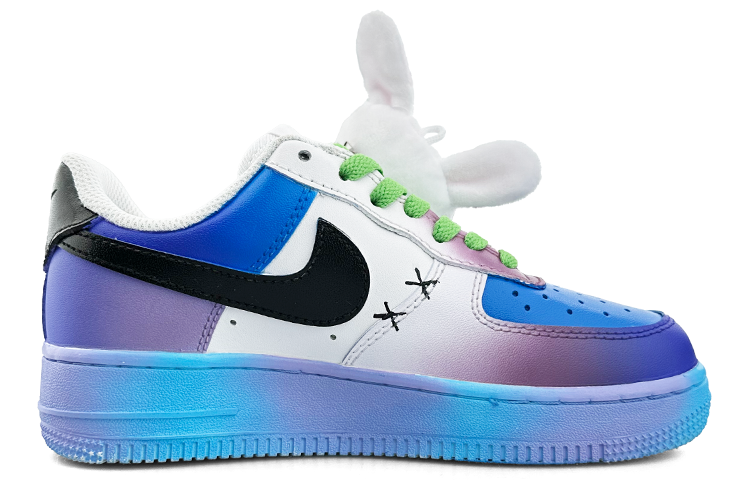 Order 【訂製球鞋】Nike Air Force 1 Low 藍兔子 藍紫 塗鴉 星星 骷髏 鴛鴦 潮流 低筒 板鞋 男款 藍