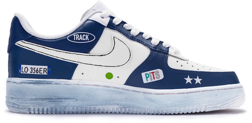 【訂製球鞋】 Nike Air Force 1 Low BIGNIU 賽車主題 藍色戰車 手繪噴繪 低筒 板鞋 男款 藍白 Order 【訂製球鞋】 Nike Air Force 1 Low BIGNIU 賽車主題 藍色戰車 手繪噴繪 低筒 板鞋 男款 藍白