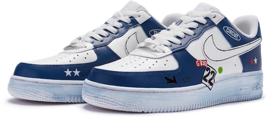 【訂製球鞋】 Nike Air Force 1 Low BIGNIU 賽車主題 藍色戰車 手繪噴繪 低筒 板鞋 男款 藍白 Lookbook 【訂製球鞋】 Nike Air Force 1 Low BIGNIU 賽車主題 藍色戰車 手繪噴繪 低筒 板鞋 男款 藍白