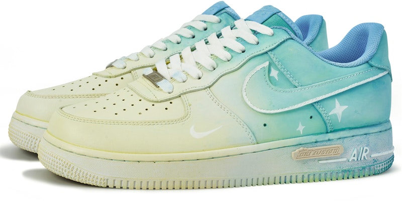 【訂製球鞋】Nike Air Force 1 Low 鐘魚 漸變 塗鴉 簡約 特殊鞋盒 低筒 板鞋 GS 藍黃白 Lookbook 【訂製球鞋】Nike Air Force 1 Low 鐘魚 漸變 塗鴉 簡約 特殊鞋盒 低筒 板鞋 GS 藍黃白