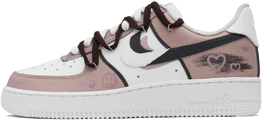 【訂製球鞋】 Nike Air Force 1 Low 街頭復古解構愛心 低筒 板鞋 男款 棕粉 Buy 【訂製球鞋】 Nike Air Force 1 Low 街頭復古解構愛心 低筒 板鞋 男款 棕粉