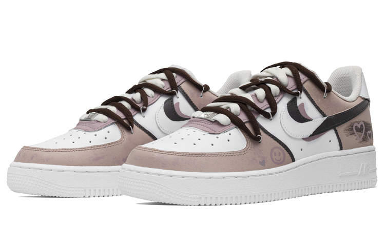 Purchase [Kasut Custom] Nike Air Force 1 Low 'Brown Pink Deconstructed Heart' CW2288-111(Team127-爱心解构)