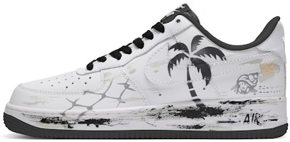 【客製化球鞋】 Nike Air Force 1 Low 筆刷塗鴉 聽海 椰樹 低筒 板鞋 GS 黑白灰 Buy 【客製化球鞋】 Nike Air Force 1 Low 筆刷塗鴉 聽海 椰樹 低筒 板鞋 GS 黑白灰