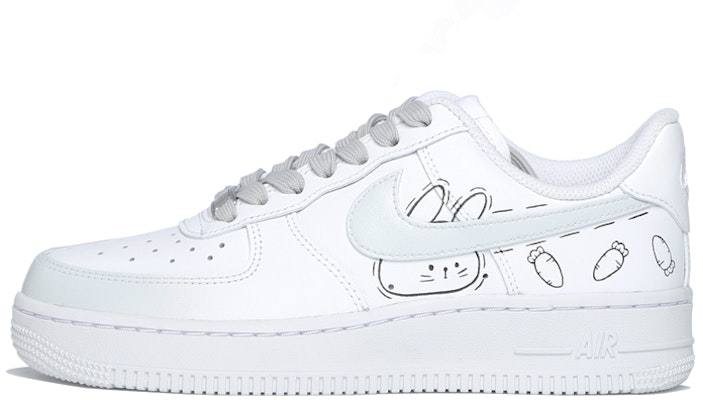 【定制球鞋】Nike Air Force 1 Low '07 空軍一號 兔子 胡蘿蔔 手繪 低幫 板鞋 男款 白灰 Buy 【定制球鞋】Nike Air Force 1 Low '07 空軍一號 兔子 胡蘿蔔 手繪 低幫 板鞋 男款 白灰