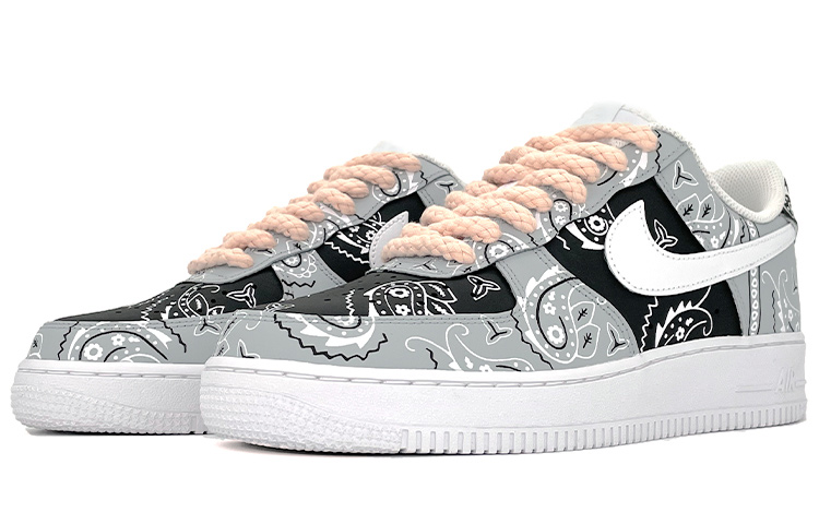 Lookbook Zapatillas Nike Air Force 1 Low 'Cashew Flower Hip Hop Street' 314192-117(Team-肆女款喷绘黑白灰腰果花)
