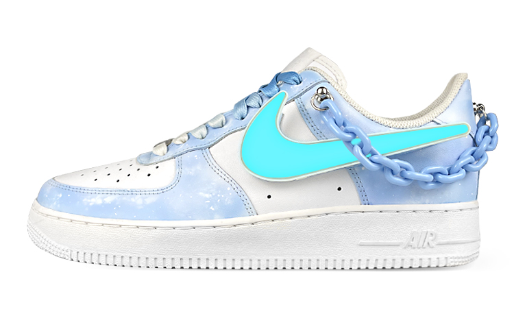 Order 나이키 커스텀 AF1 로우 '체인 사이버펑크 LED 스우시 그라디언트 화이트-블루' (79 characters) CW2288-111(Team叁-男LED蓝链)