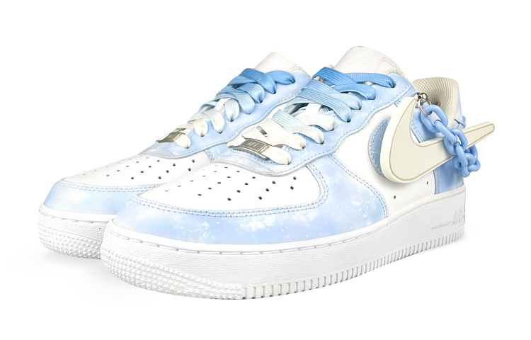 Shop 나이키 커스텀 AF1 로우 '체인 사이버펑크 LED 스우시 그라디언트 화이트-블루' (79 characters) CW2288-111(Team叁-男LED蓝链)