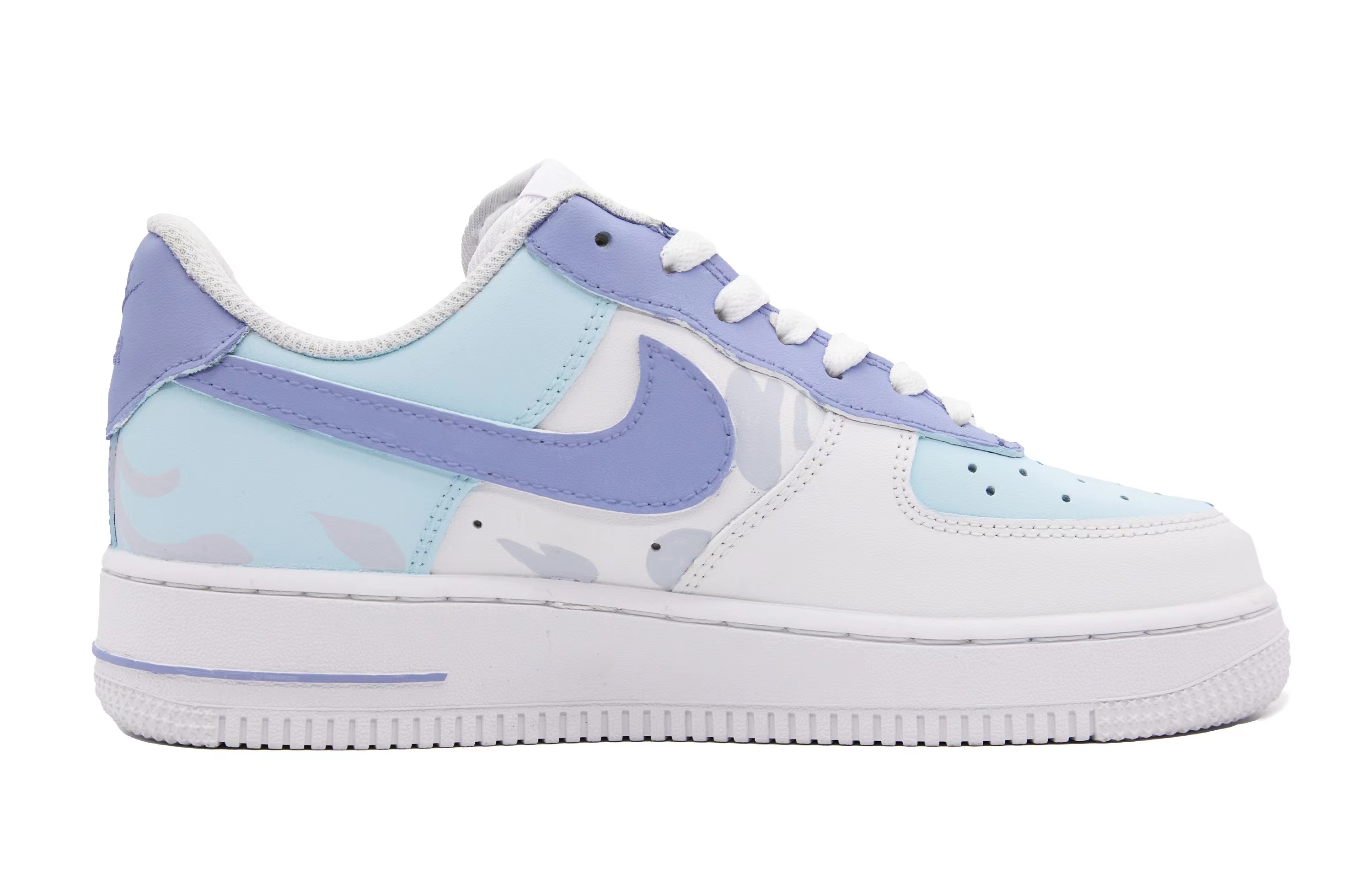 Order 【定制鞋款】耐克空军一号低帮'香奈儿风涂鸦蝴蝶蓝白' CW2288-111(Team51-男款蝴蝶)