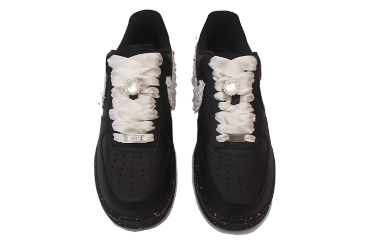 Shop Zapatillas Nike Air Force 1 Low 'Inspiradas en Chanel con Parches' CW2288-001(TeamJ-男款泼墨拼贴黑白)