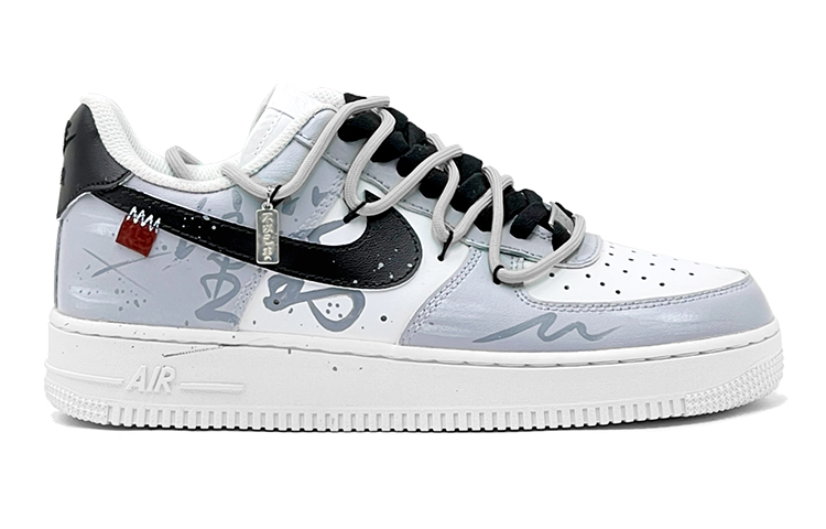 Order [Kasut Custom] Nike Air Force 1 Rendah 'Kaligrafi Cina - Kelabu Putih' CW2288-111(TeamS-鸳鸯古风男S-BOX)