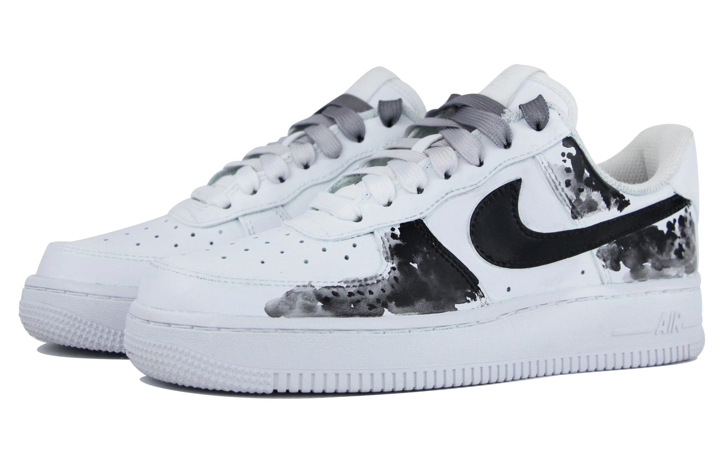 Lookbook [Kasut Custom] Nike Air Force 1 Low 'Chinese Ink Hitam-Putih' CW2288-111(Team39-AMY66黑与白)
