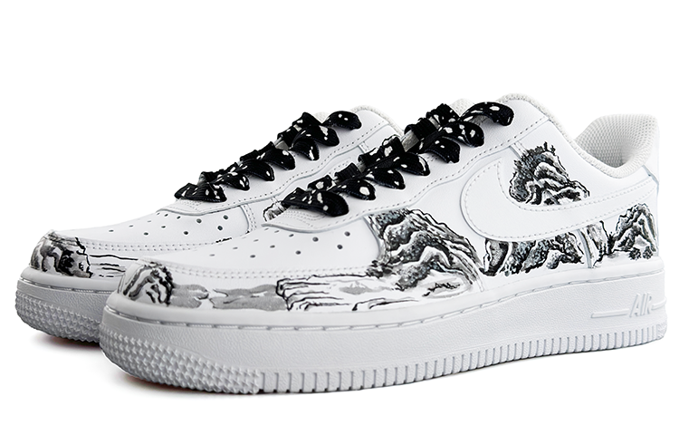 Lookbook [Kasut Custom] Nike Air Force 1 Rendah 'Lukisan Dakwat Cina - Hitam Putih' CW2288-111(Team13-国风写意山水男款B)