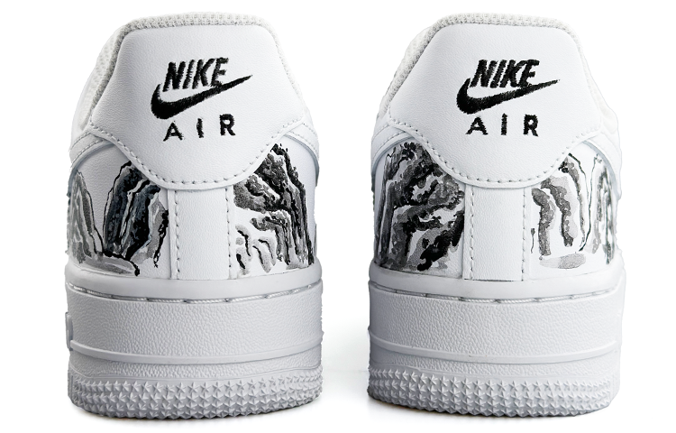 Shop [Kasut Custom] Nike Air Force 1 Rendah 'Lukisan Dakwat Cina - Hitam Putih' CW2288-111(Team13-国风写意山水男款B)