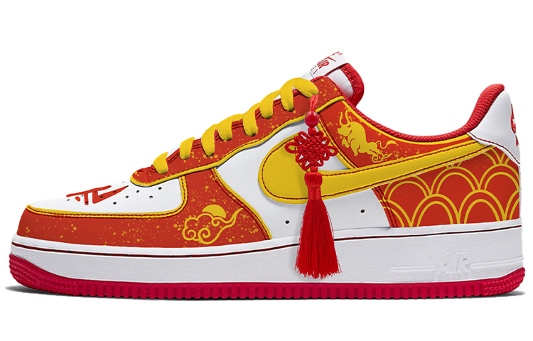 Buy [Sepatu Kustom] Nike Air Force 1 Low 'Semprotan Simpul Cina' CV1724-100(TeamE-中国结男款红黄喷绘)