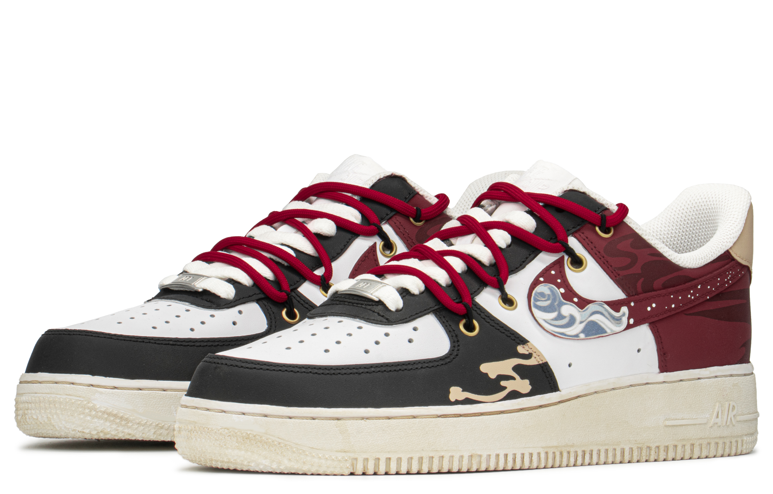 Lookbook [Nike Air Force 1 Low] 'Tahun Baru Imlek Hitam Merah' Sepatu Kustom CW2288-111(TeamA-AF男如意吉祥S-BOX)