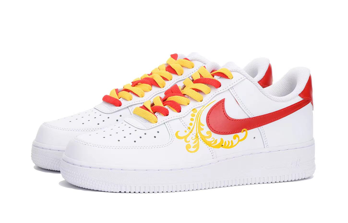 Lookbook [カスタムシューズ] ナイキ エアフォース 1 ロー '旧正月ギフト レッドイエロー' DH2920-111(Team32-女款中国红)