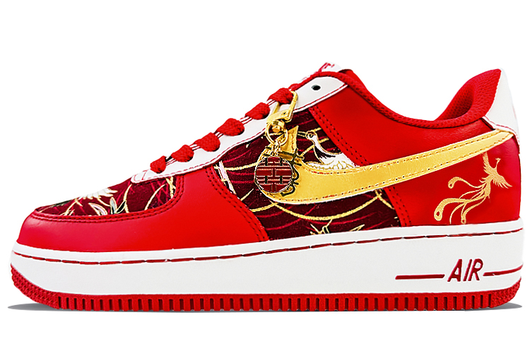 Buy 【定制球鞋】 Nike Air Force 1 Low 國潮 婚鞋 鳳舞九天 新婚禮物 喜慶吉祥 低幫 板鞋 GS 紅色