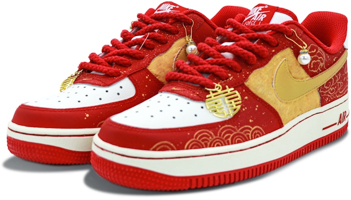 【定制球鞋】 Nike Air Force 1 Low 新婚 中式婚鞋 秀禾 浪漫 耐磨 舒適 平衡防滑 低幫 板鞋 男女同款 紅白 Shop 【定制球鞋】 Nike Air Force 1 Low 新婚 中式婚鞋 秀禾 浪漫 耐磨 舒適 平衡防滑 低幫 板鞋 男女同款 紅白
