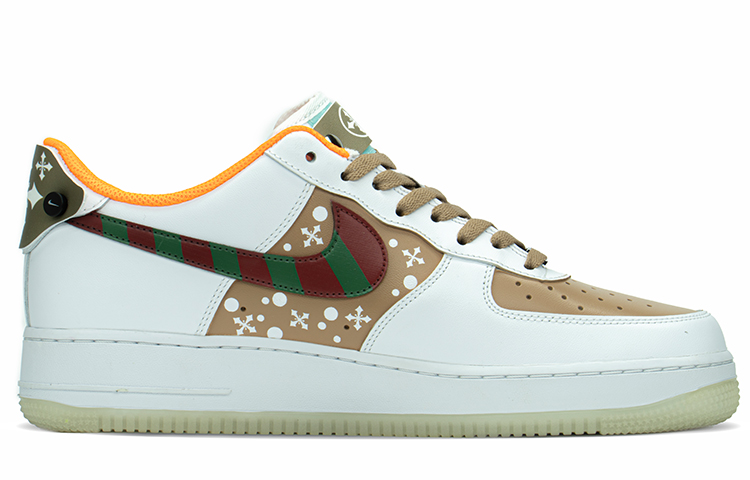 Order [定制鞋款] 耐克空军一号低帮 '圣诞礼物-手刻夜光鹿角雪花素皮红绿芝麻卡其' DO2333-101(TeamA-AF1圣诞图章红绿卡其)