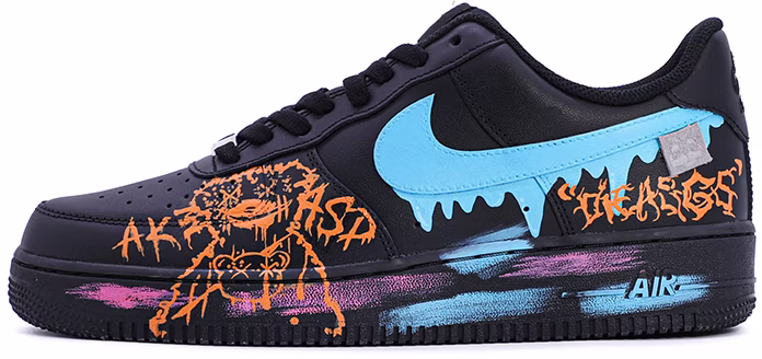 custom-shoes-nike-air-force-1-low-christmas-night-teddy-bear-black-graffiti