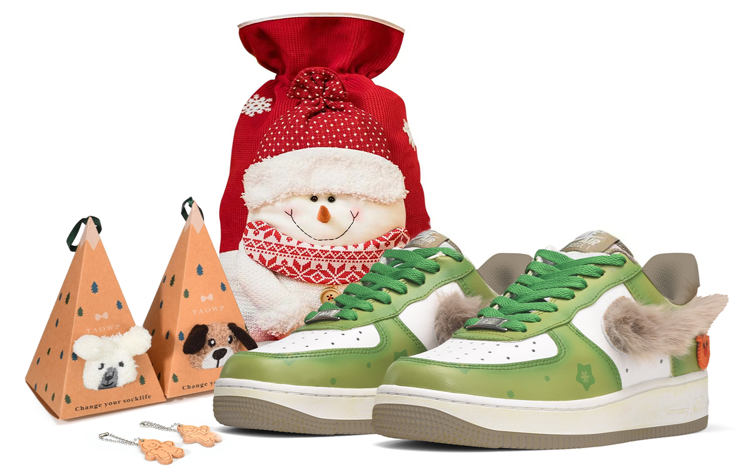 Buy [カスタムシューズ] ナイキ エアフォース1 ロー 'クリスマス スノーフレーク トナカイ' DR9867-100(TeamE-男款麋鹿绿白)