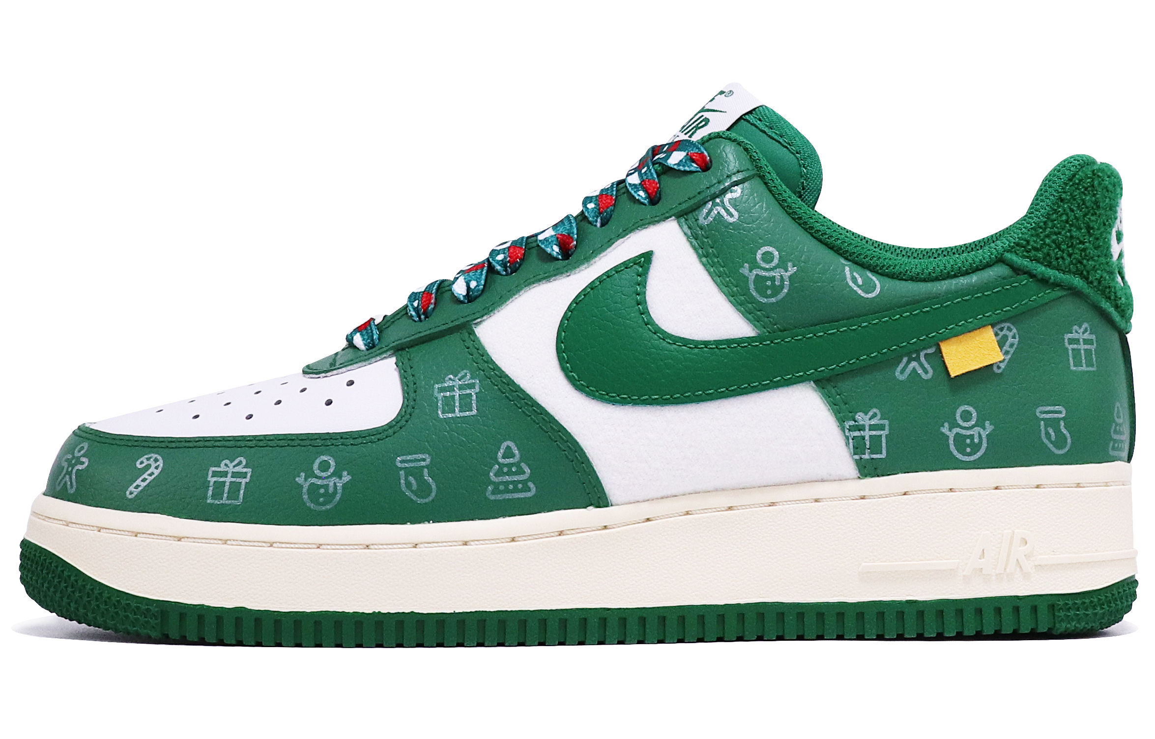 Buy [Nike Air Force 1 Pria] Edisi Natal Putih-Hijau-Perak 'Christmas Snowflake' DO5220-131(TeamTen-男款圣诞涂鸦绿)