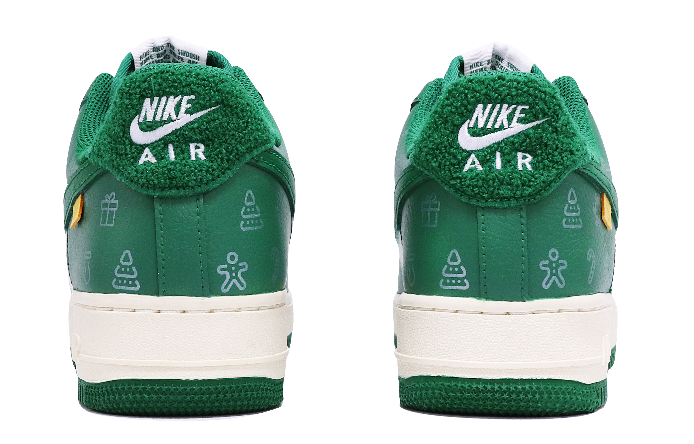 Shop [Nike Air Force 1 Pria] Edisi Natal Putih-Hijau-Perak 'Christmas Snowflake' DO5220-131(TeamTen-男款圣诞涂鸦绿)