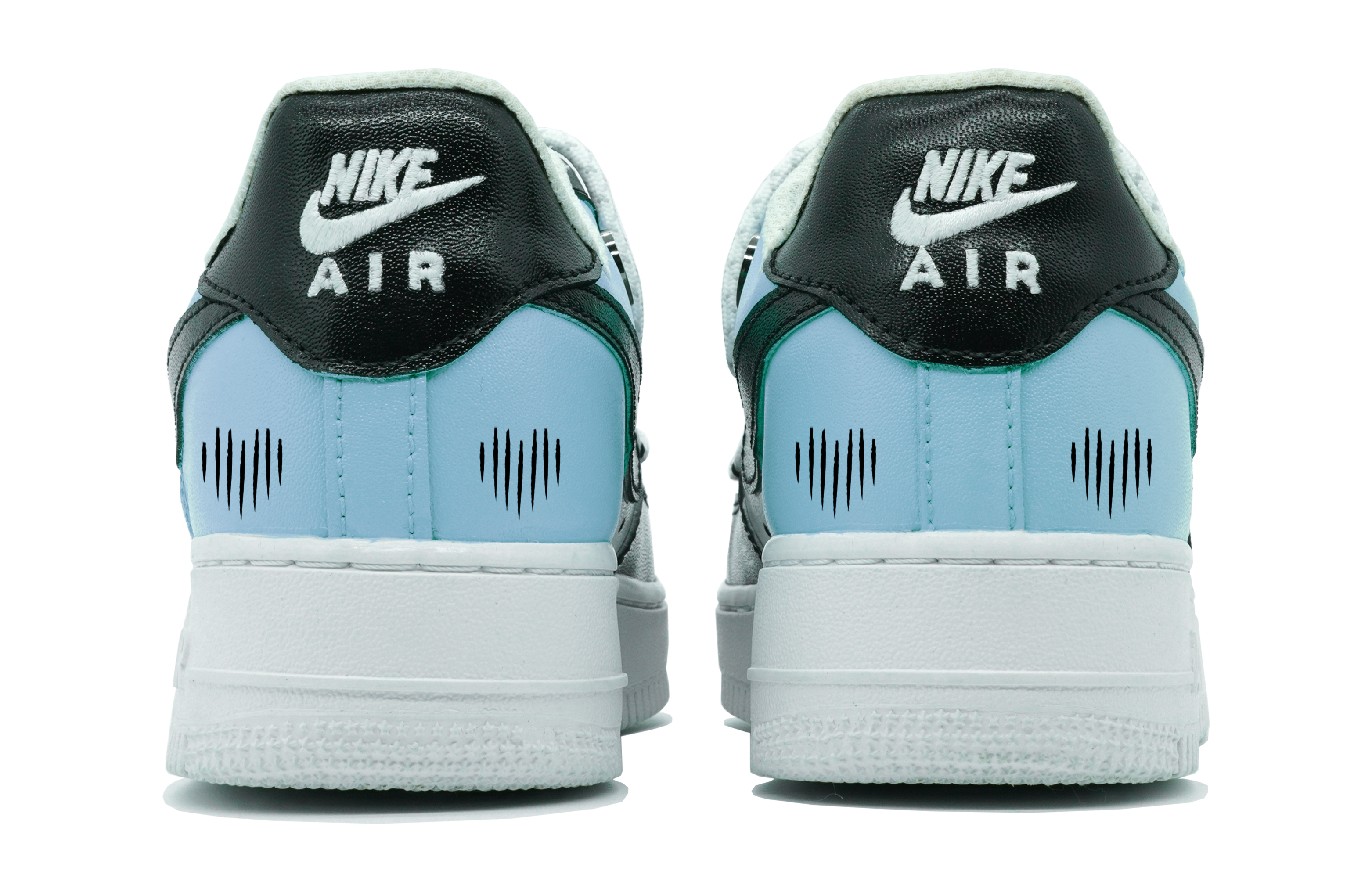 Purchase 【定制球鞋】Nike Air Force 1 Low 7 經典黑藍碰撞 二次元 手繪細線 電鍍金屬扣 壹心製造 低幫 板鞋 男款 白黑藍