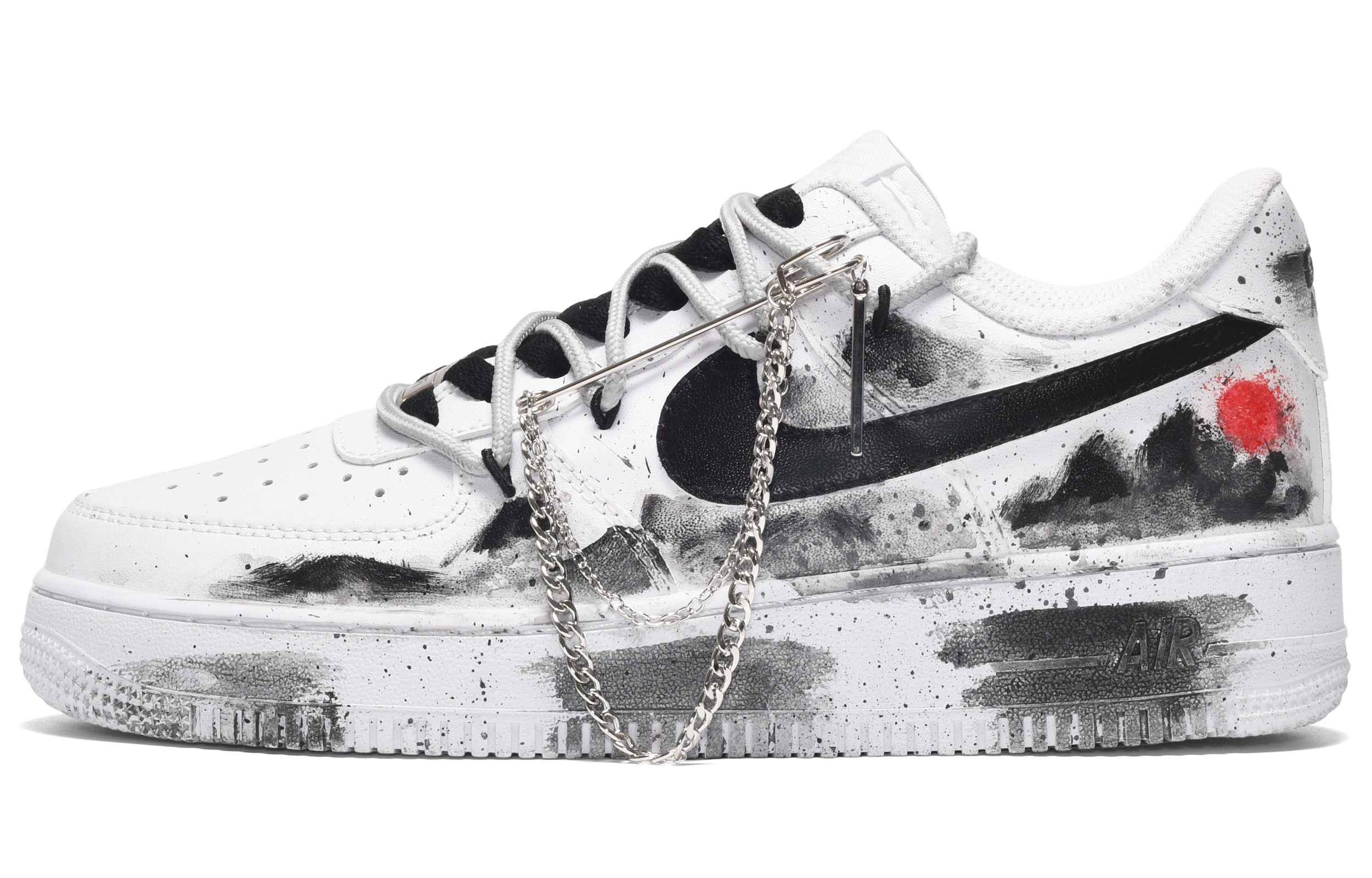 Order 【客製球鞋】Nike Air Force 1 CUS ID CNY新華風 湖山萬里 水墨塗鴉 低筒 板鞋 男款 白灰