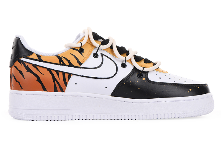 Order 【定制球鞋】Nike Air Force 1 Low 空军一号 CNY-虎年限定主題定制 虎紋 新年 解構鞋帶 限量500雙特殊鞋盒款 板鞋 男款 黑橙