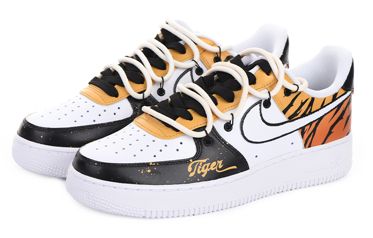 Lookbook 【定制球鞋】Nike Air Force 1 Low 空军一号 CNY-虎年限定主題定制 虎紋 新年 解構鞋帶 限量500雙特殊鞋盒款 板鞋 男款 黑橙