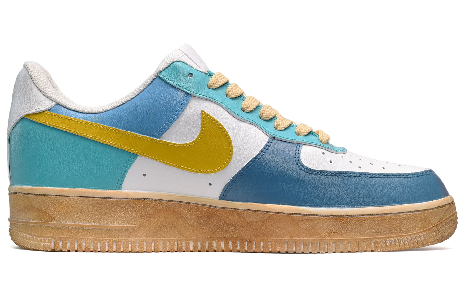 Order 【定製球鞋】Nike Air Force 1 Low CUS DESIGN 手繪風景 海邊漫步 低幫 板鞋 男款 白藍黃